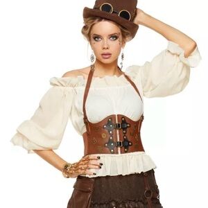 Steampunk Brown Corset Waist Cincher